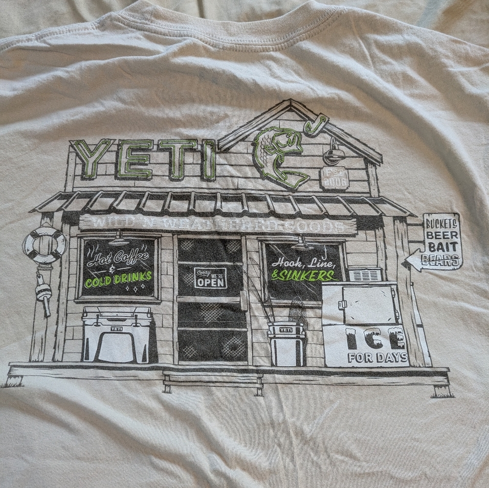 Yeti Tan T-Shirt with Storefront Graphic